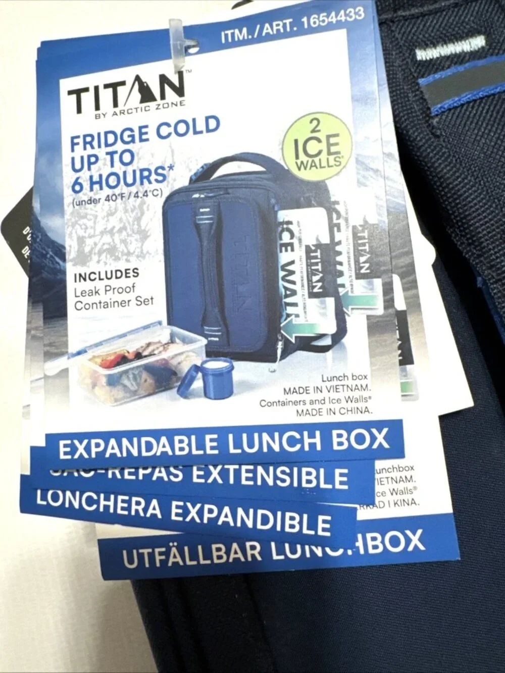 Titan Arctic Zone Zip Expandable Lunch Box 2 Ice Walls Container Set Blue